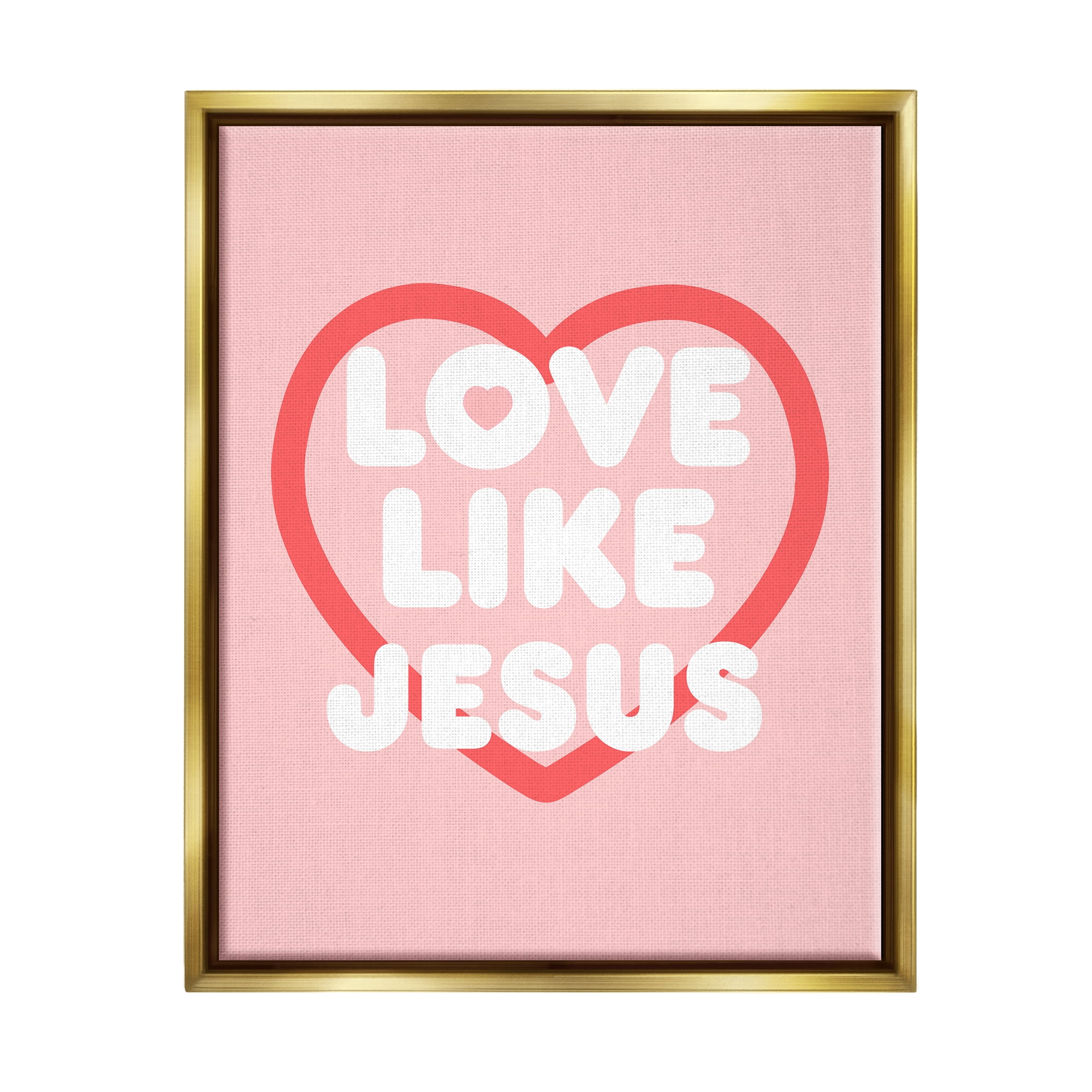 Stupell Industries Love Like Jesus Heart Inspirational Painting Gold Floater Framed Canvas Art Print Wall Art, 25 x 31
