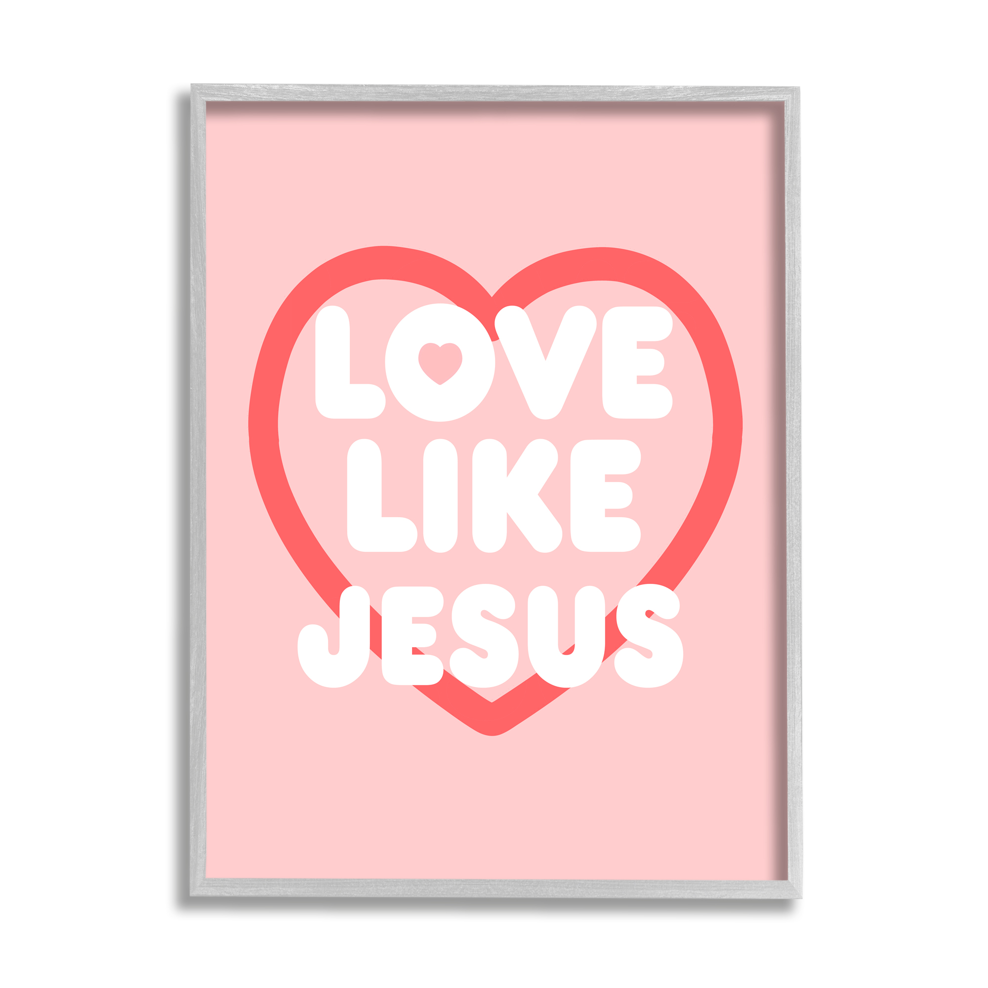 Stupell Industries Love Like Jesus Heart Inspirational Painting Gray Framed Art Print Wall Art, 11 x 14