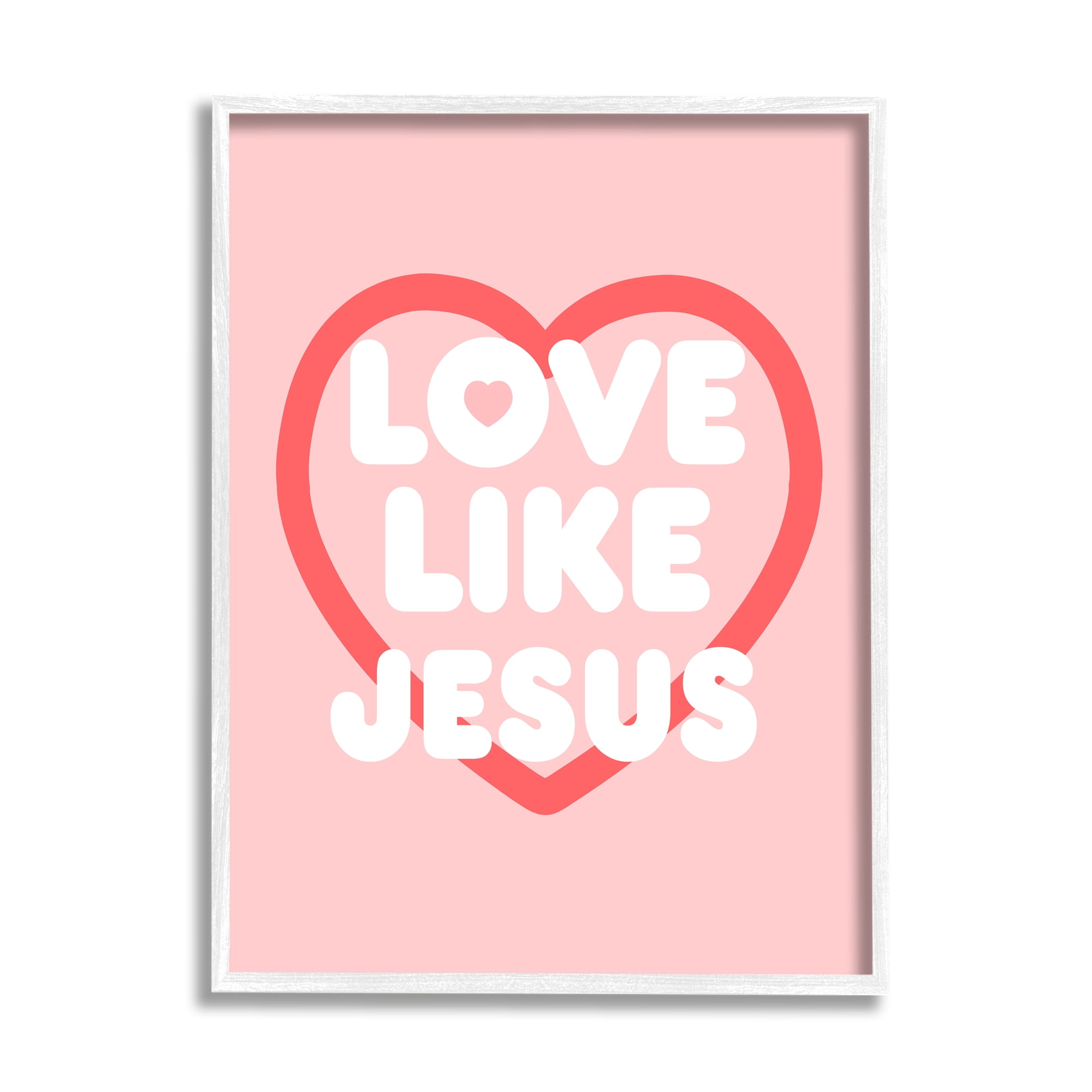 Stupell Industries Love Like Jesus Heart Inspirational Painting White Framed Art Print Wall Art, 11 x 14