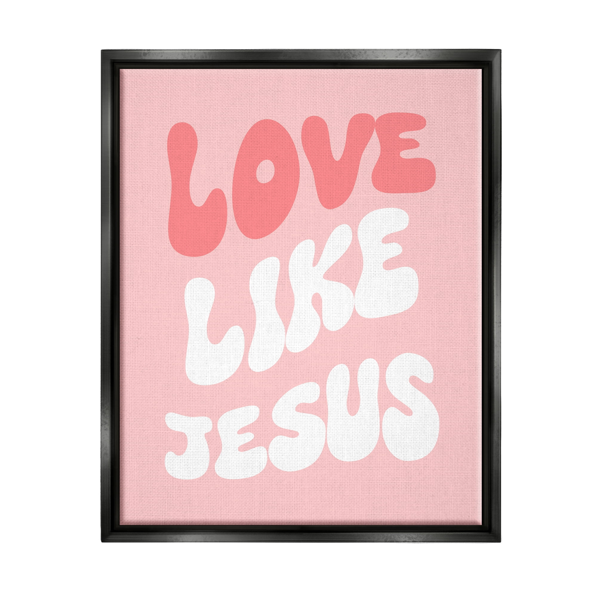 Stupell Industries Love Like Jesus Retro Inspirational Painting Black Floater Framed Canvas Art Print Wall Art, 17 x 21