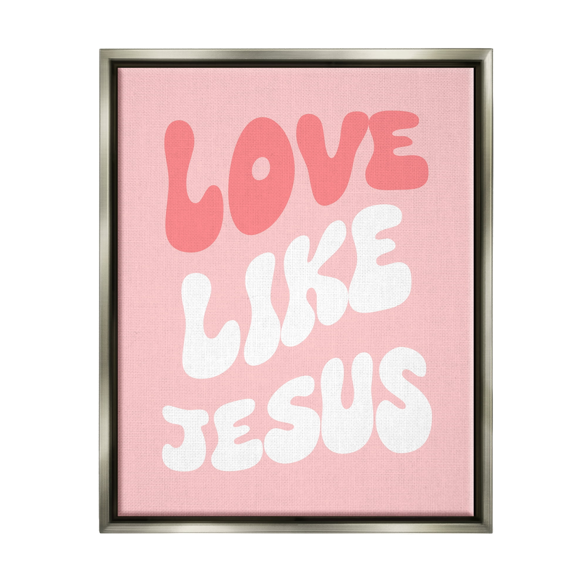 Stupell Industries Love Like Jesus Retro Inspirational Painting Gray Floater Framed Canvas Art Print Wall Art, 25 x 31