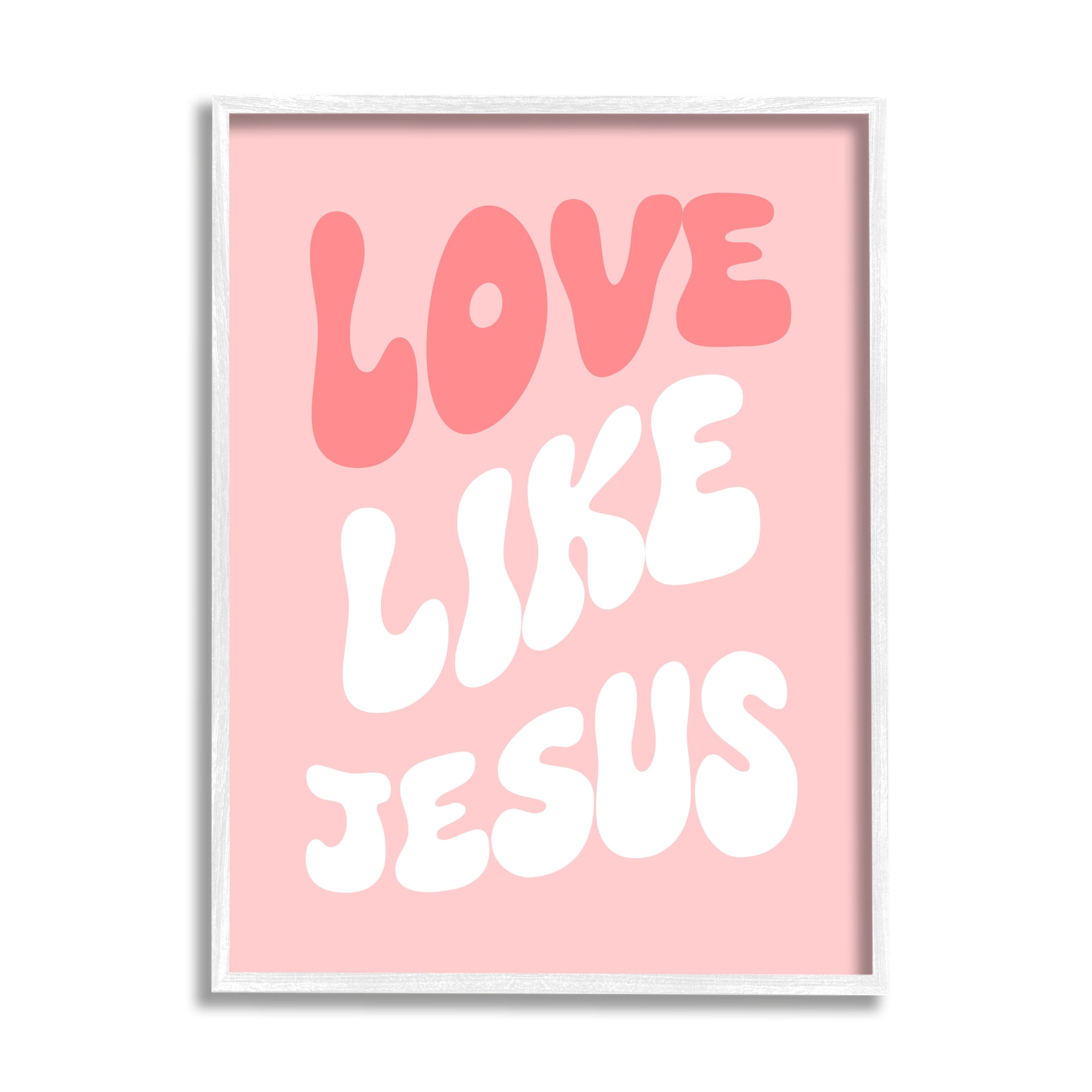 Stupell Industries Love Like Jesus Retro Inspirational Painting White Framed Art Print Wall Art, 16 x 20