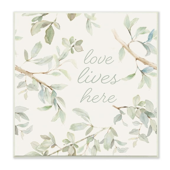 Stupell Industries Love Lives Here Cursive Botanical Branches Phrase Graphic Art Unframed Art Print Wall Art, Design by Lanie Loreth