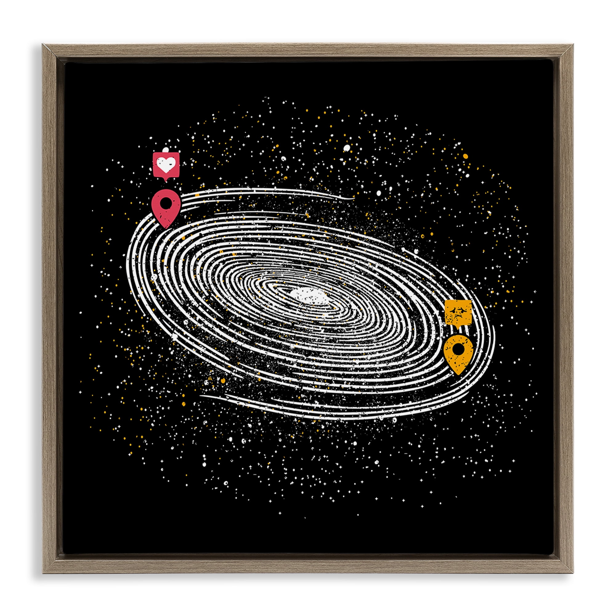 Stupell Industries Love Long Distance Brown Framed Floater Canvas Wall Art, design by Tobe Fonseca