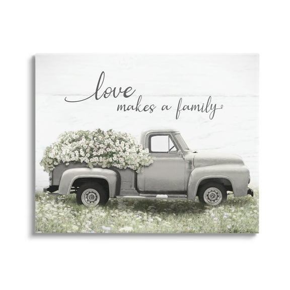 Stupell Industries Love Makes Family Flower Blossom Filled Truck Graphic Art Gallery Wrapped Canvas Print Wall Art, Design by Lori Deiter