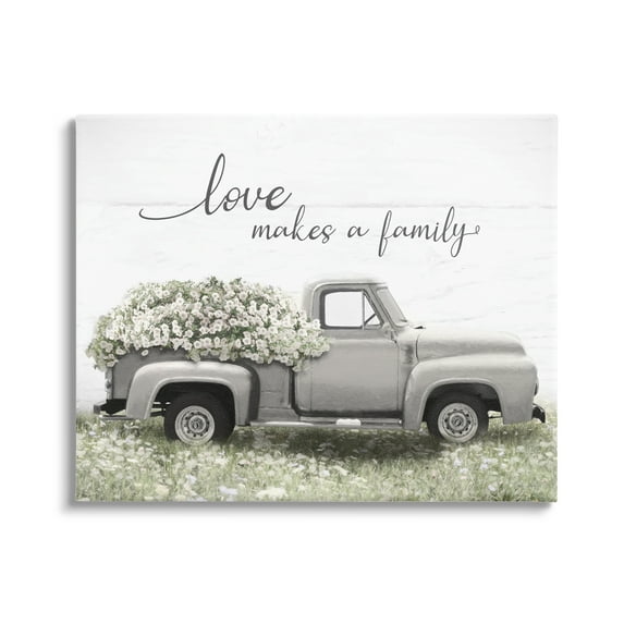 Stupell Industries Love Makes Family Flower Blossom Filled Truck Graphic Art Gallery Wrapped Canvas Print Wall Art, Design by Lori Deiter
