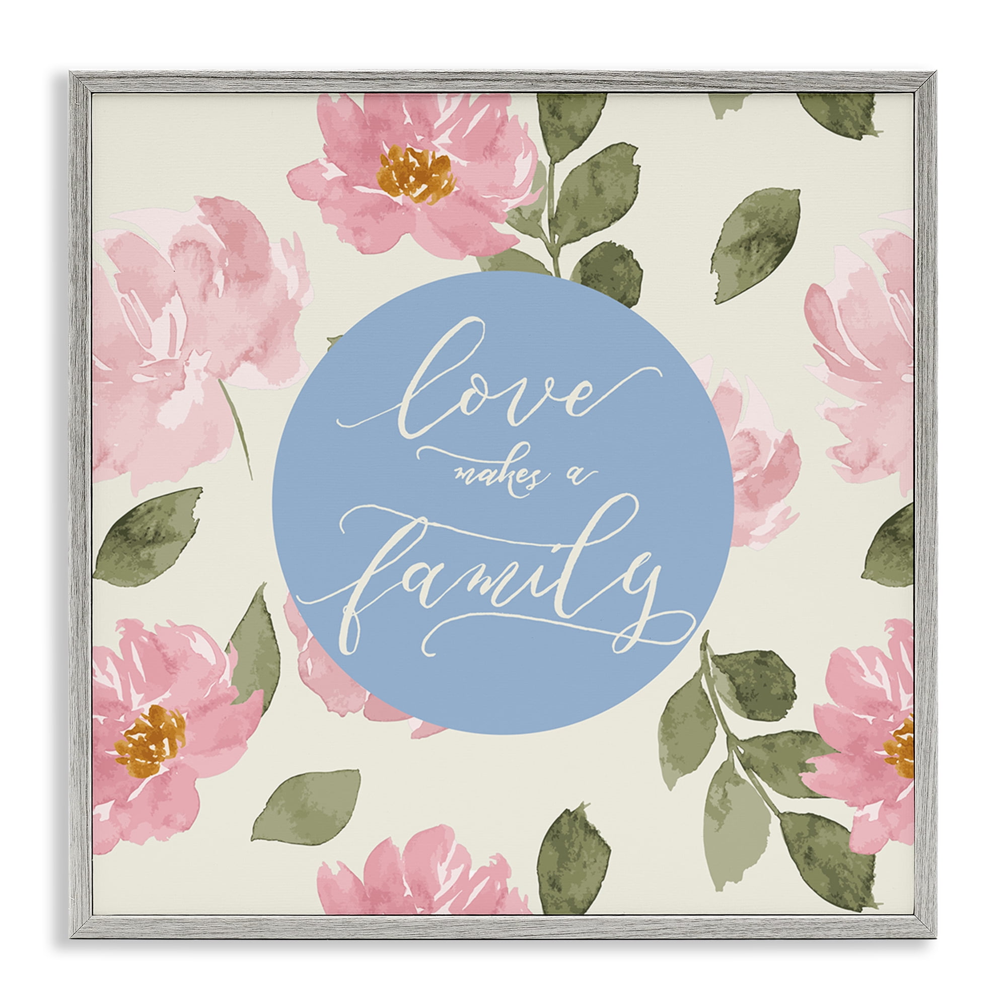 Stupell Industries Love Makes Family Plants & Flowers Painting Gray Framed Art Print Wall Art, 12 x 12