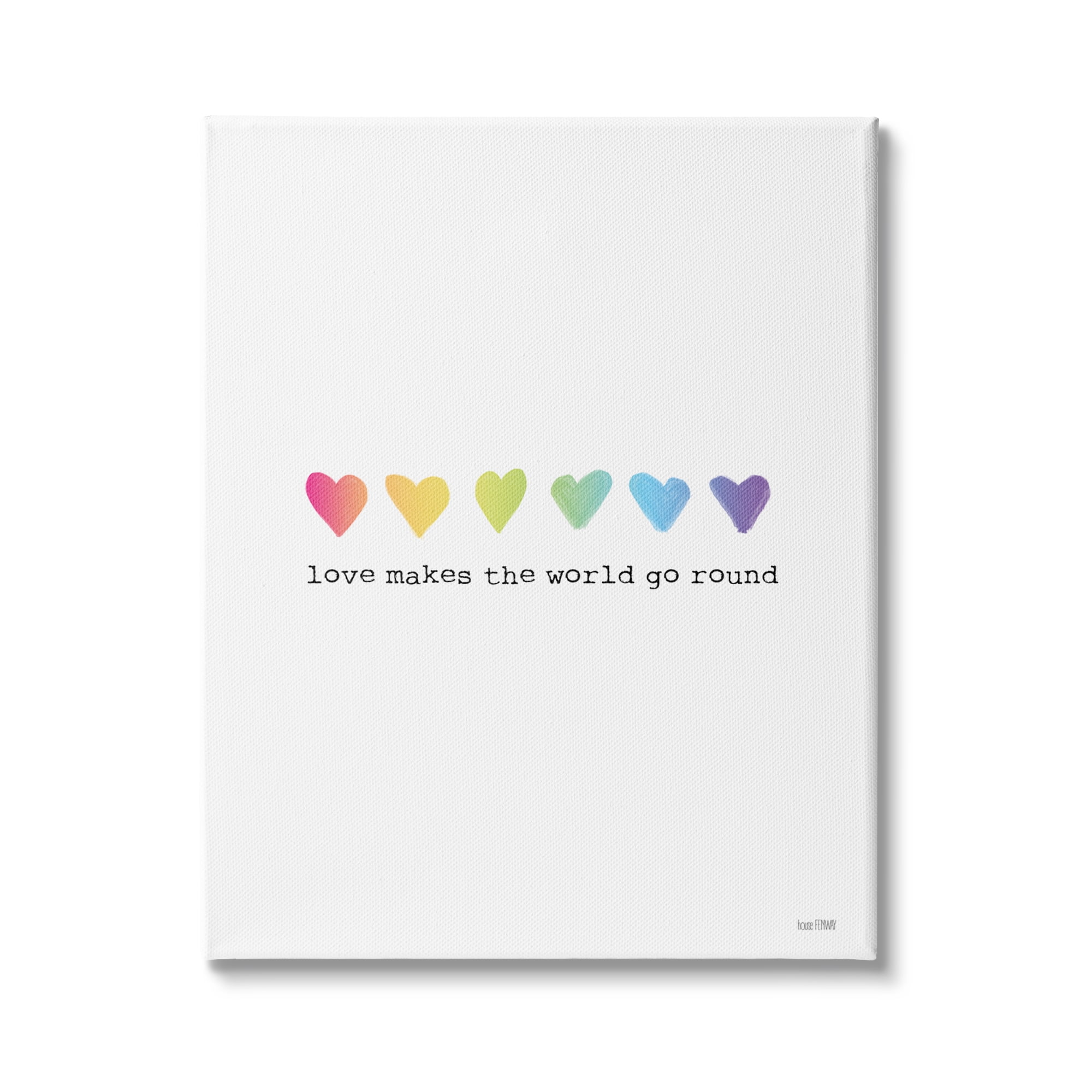 Stupell Industries Love Makes World Go Round Rainbow Heart Ombre, 16 x 20,Design by House Fenway