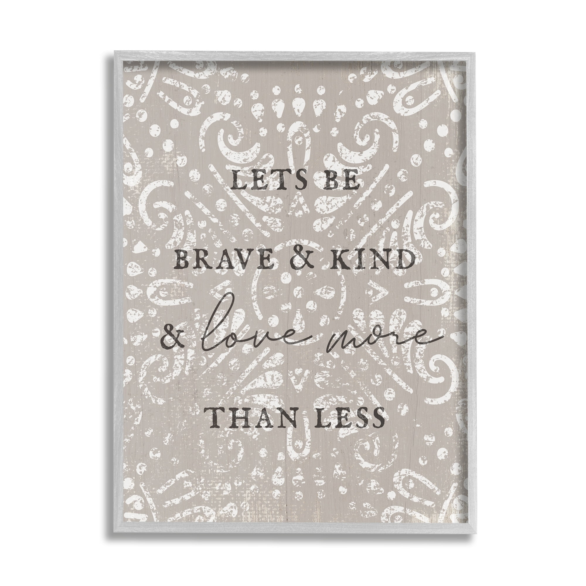 Stupell Industries Love More Than Less Boho Pattern Typography Phrase Framed Wall Art, 16 x 20, Design by Lil' Rue