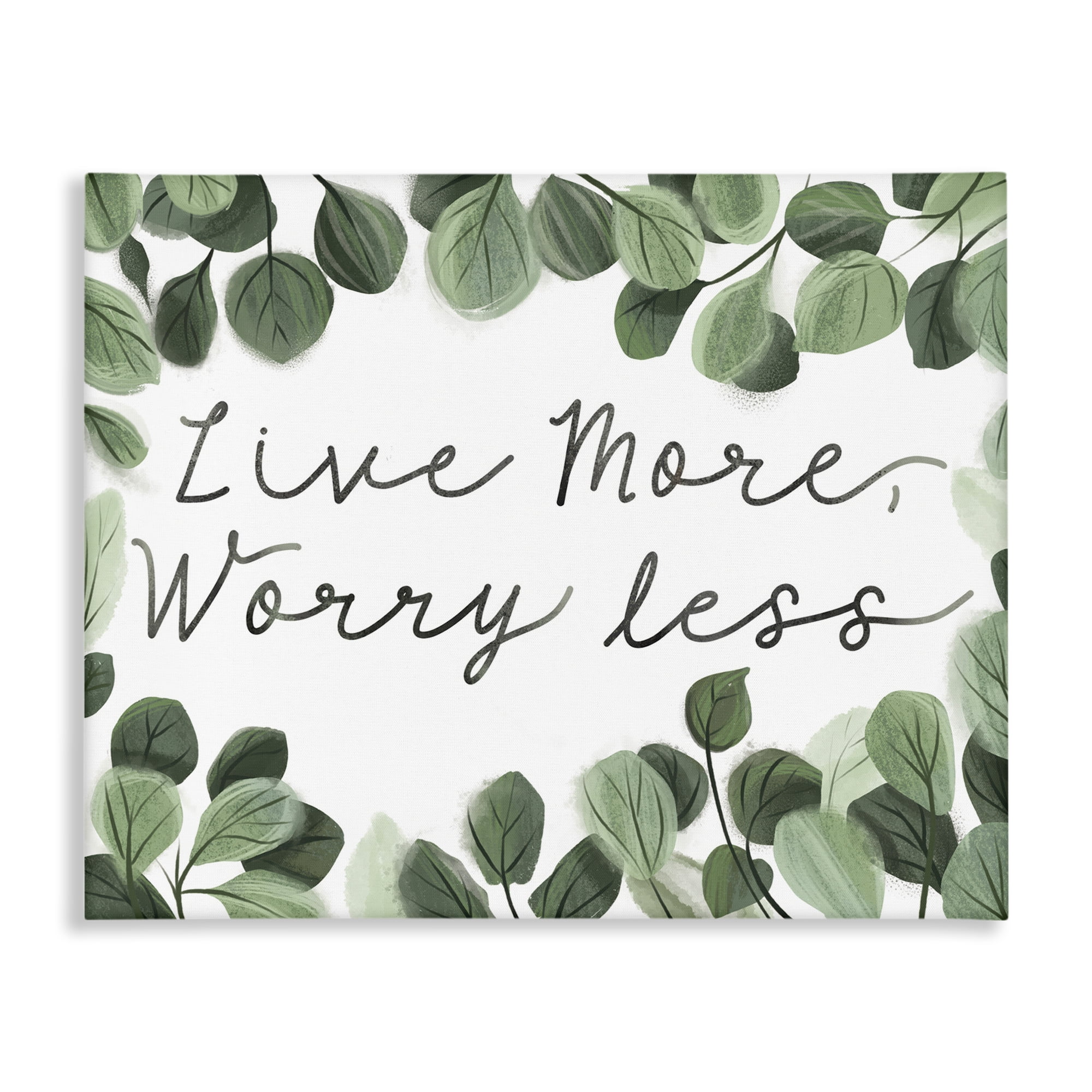Stupell Industries Love More Worry Less Plants & Flowers Painting Wrapped Canvas Art Print Wall Art, 30 x 24