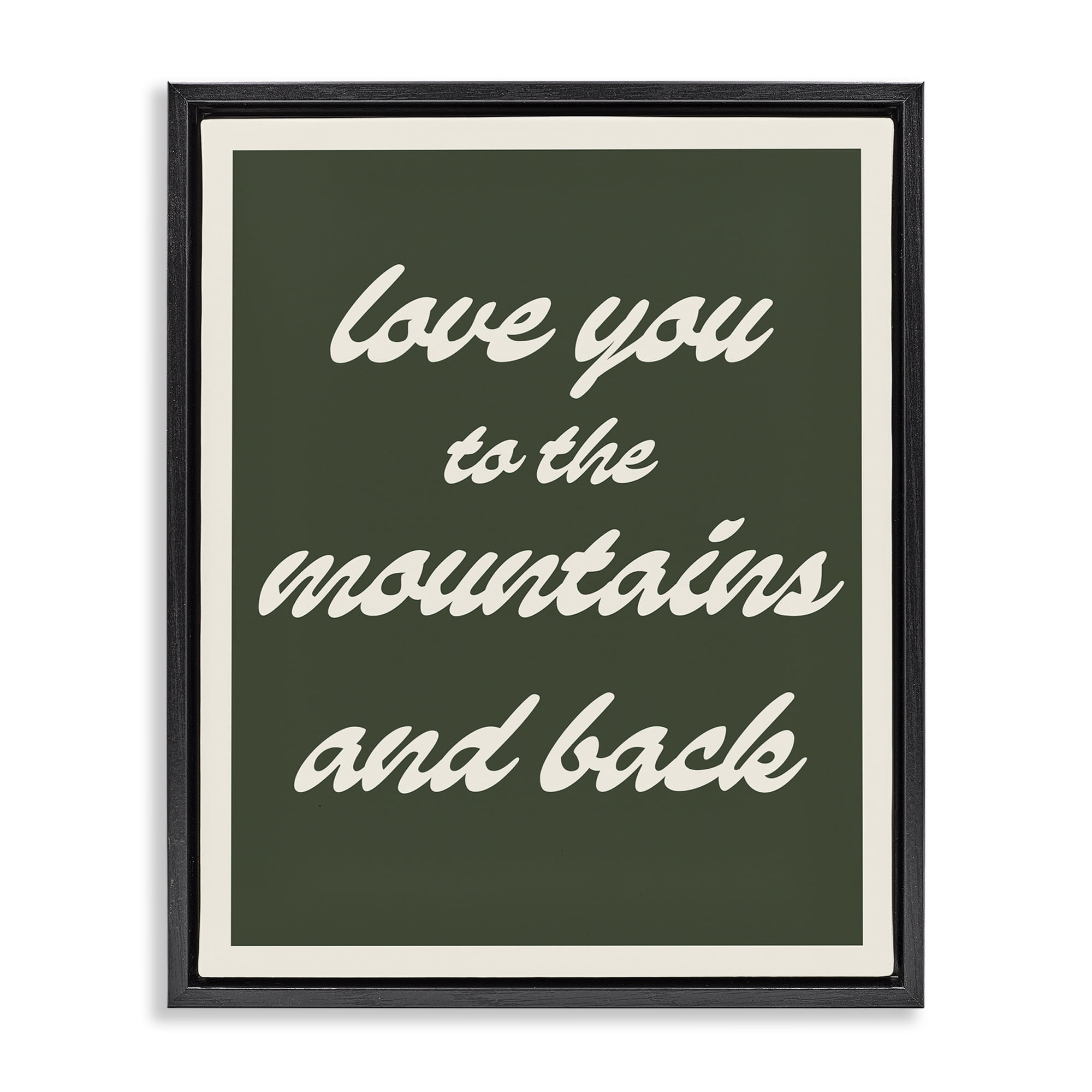 Stupell Industries Love Mountains & Back Text & Numbers Painting Black Floater Framed Canvas Art Print Wall Art, 25 x 31