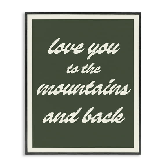 Stupell Industries Love Mountains & Back Text & Numbers Painting Black Framed Art Print Wall Art, 11 x 14