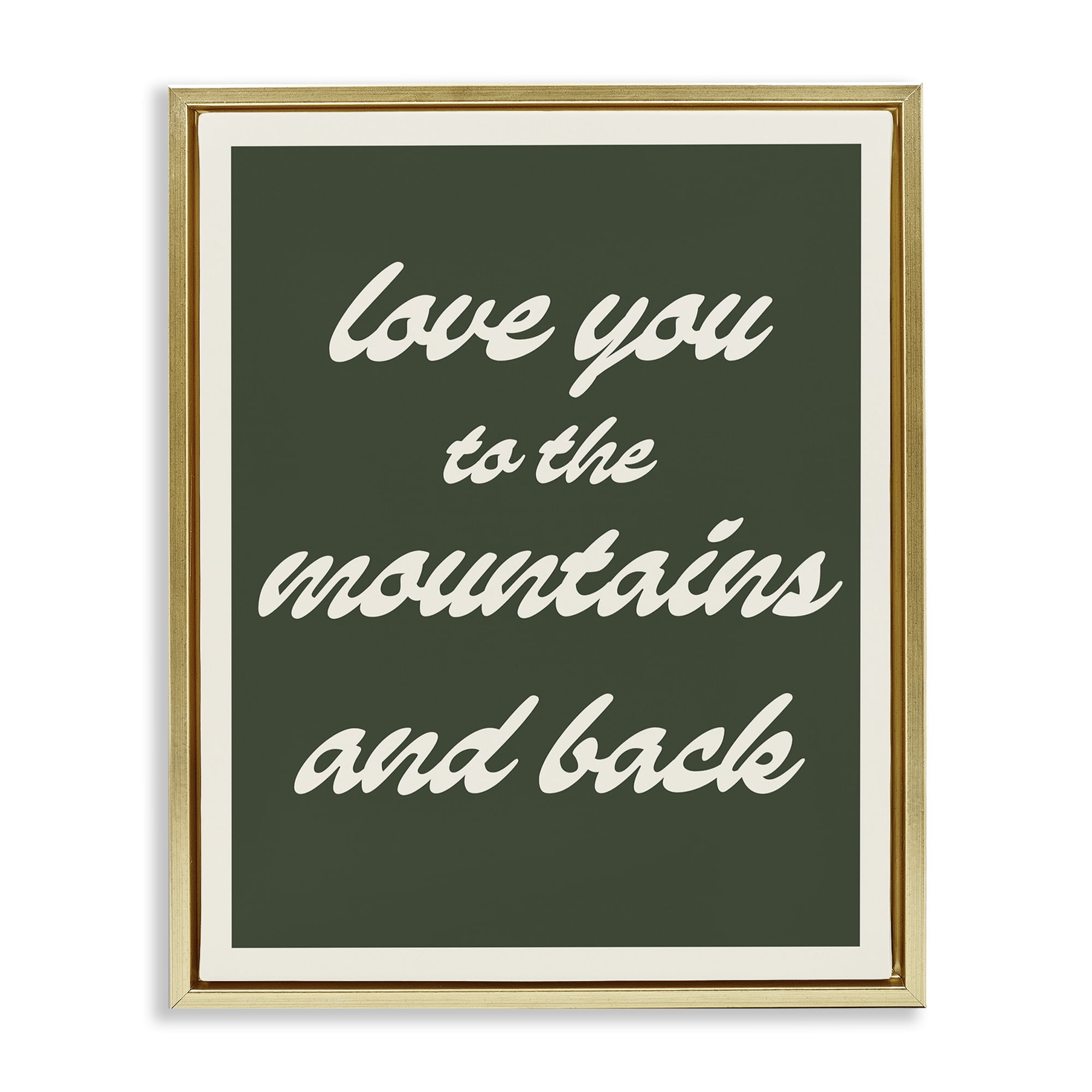 Stupell Industries Love Mountains & Back Text & Numbers Painting Gold Floater Framed Canvas Art Print Wall Art, 17 x 21