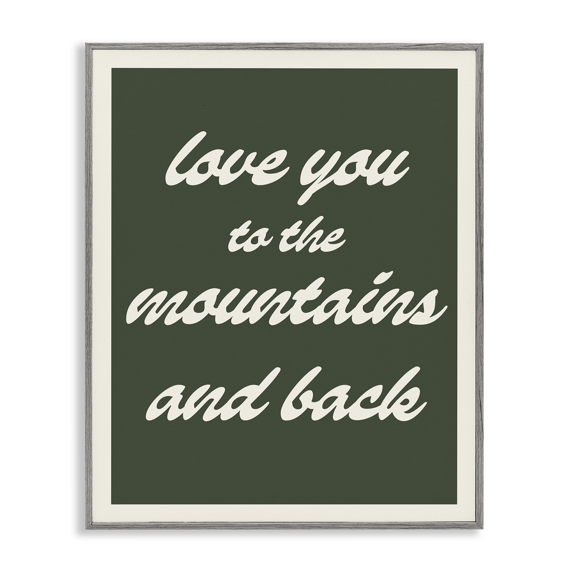 Stupell Industries Love Mountains & Back Text & Numbers Painting Gray Framed Art Print Wall Art, 11 x 14