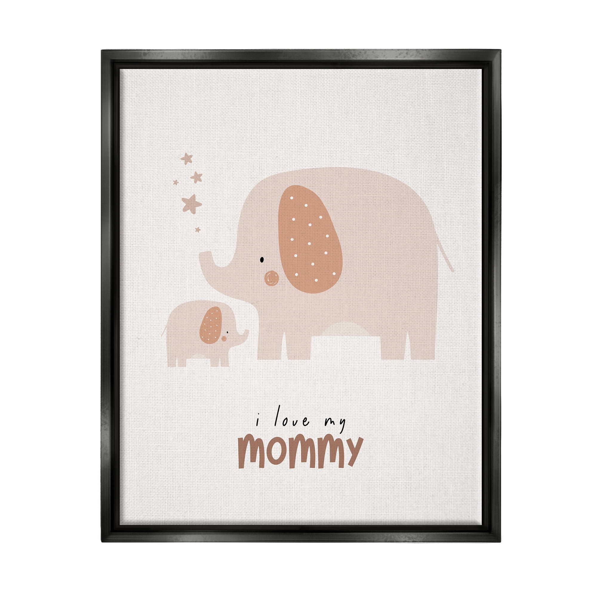 Stupell Industries Love My Mommy Elephant Animals & Insects Painting Black Floater Framed Art Print Wall Art, 17 x 21