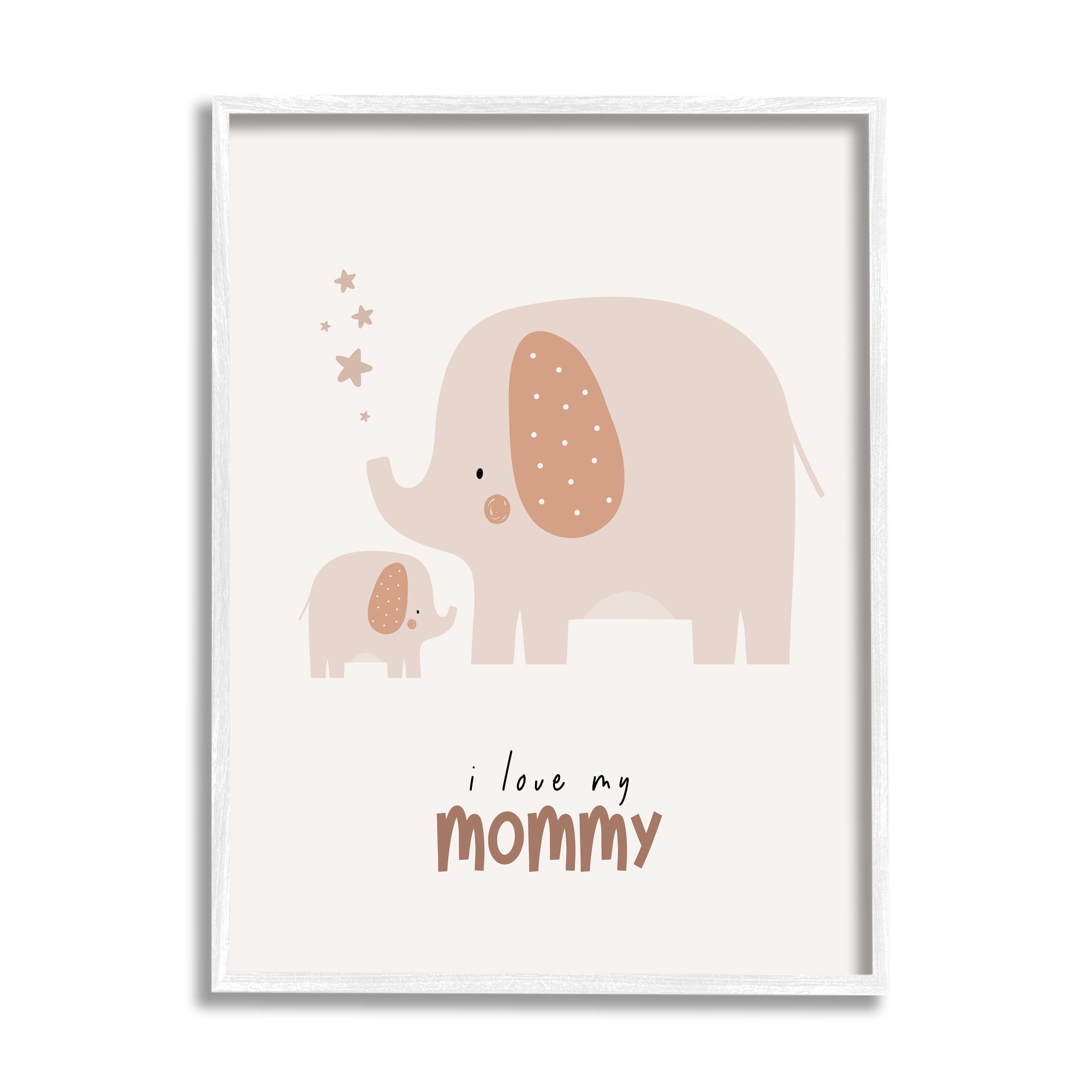 Stupell Industries Love My Mommy Elephant Animals & Insects Painting White Framed Art Print Wall Art, 11 x 14