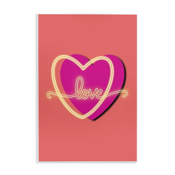 Stupell Industries Love Neon over Heart Wall Plaque Art design by Pooja Dave, 15 x 10