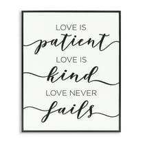 Stupell Industries Love Never Fails Phrase Typography Painting Black Framed Art Print Wall Art, 11 x 14