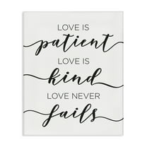 Stupell Industries Love Never Fails Phrase Typography Painting Gallery Wrapped Canvas Art Print Wall Art, 16 x 20