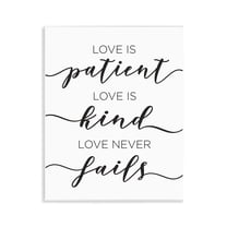 Stupell Industries Love Never Fails Phrase Typography Painting Unframed Art Print Wall Art, 11 x 14