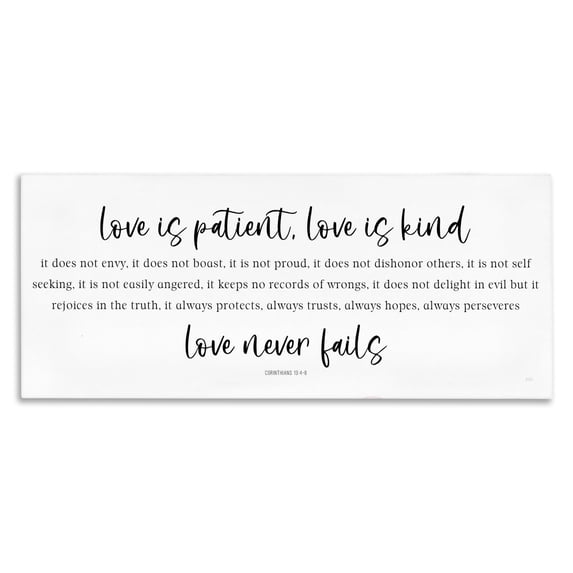 Stupell Industries Traditional Love Never Fails Proverb Canvas Art, 48 x 20, by Natalie Carpentieri