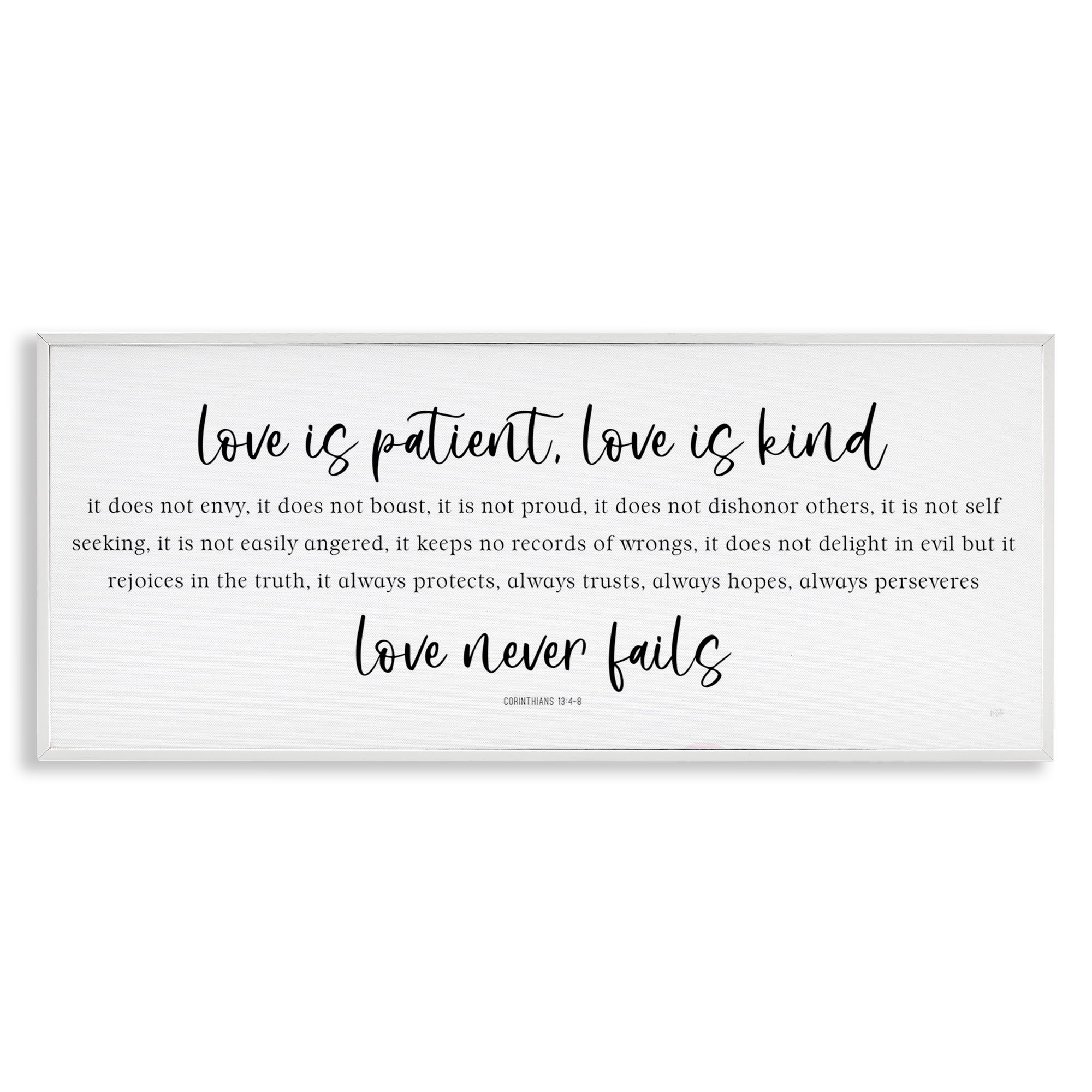 Stupell Industries Love Never Fails Proverb White Framed Giclee Art, design by Natalie Carpentieri