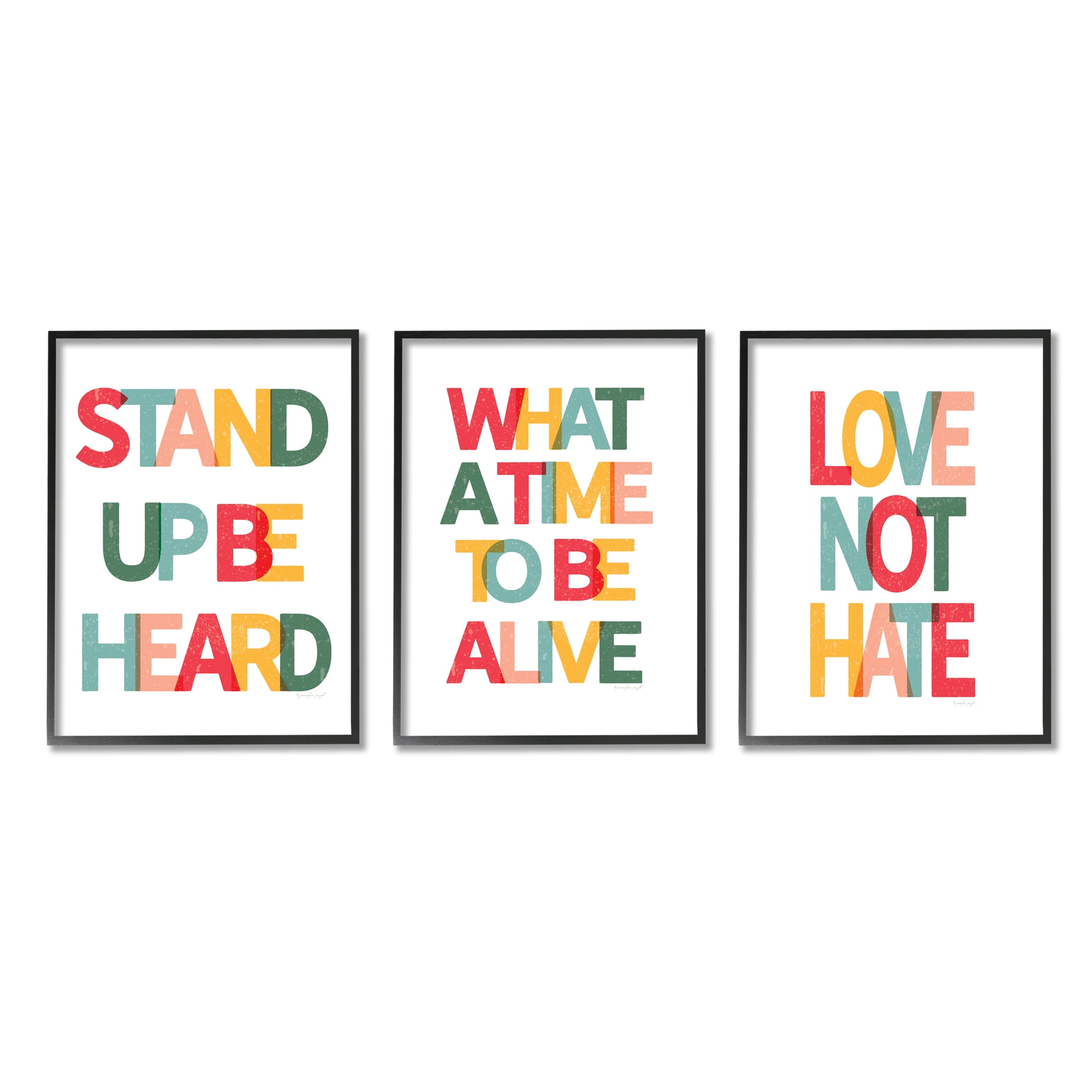 Stupell Industries Love Not Hate Rainbow Text Framed Wall Art - Walmart.com