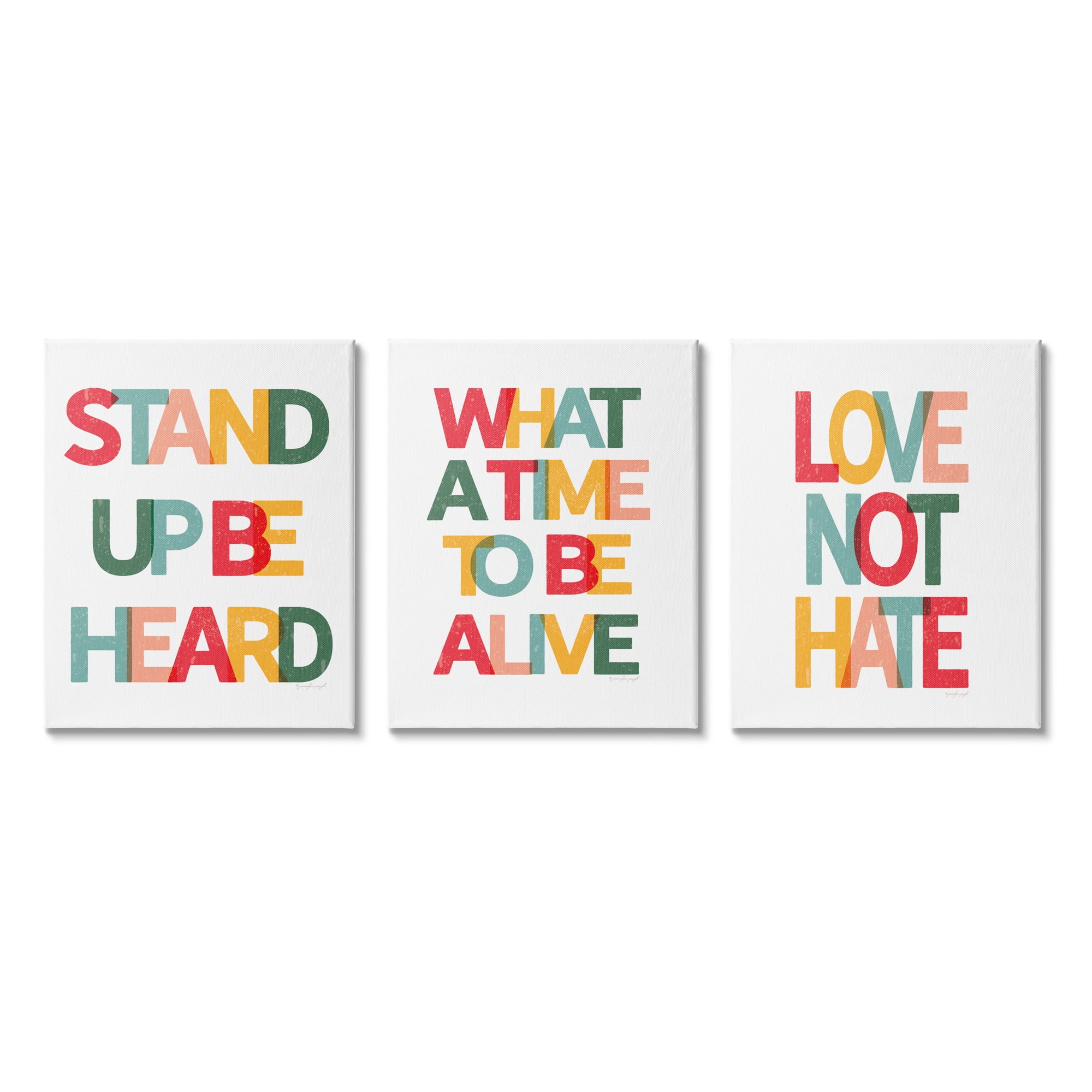 Stupell Industries Love Not Hate Inspirational Quotes Rainbow Text Canvas Wall Art, 24 x 30, Design by Jennifer Pugh
