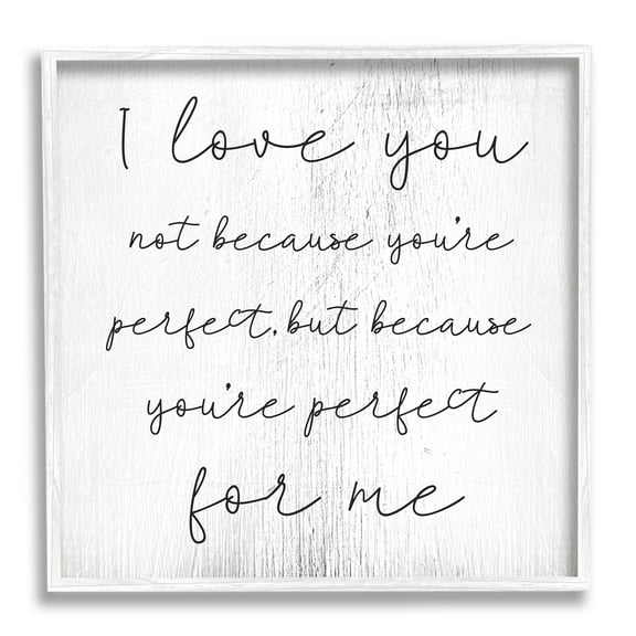 Stupell Industries Love Not Perfect Inspirational Family Word Design Graphic Art White Framed Art Print Wall Art, 12x12, by Daphne Polselli