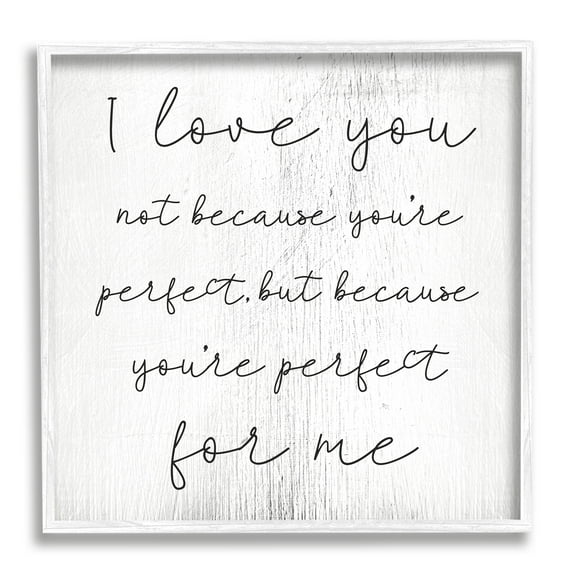 Stupell Industries Love Not Perfect Inspirational Family Word Design Graphic Art White Framed Art Print Wall Art, 12x12, by Daphne Polselli