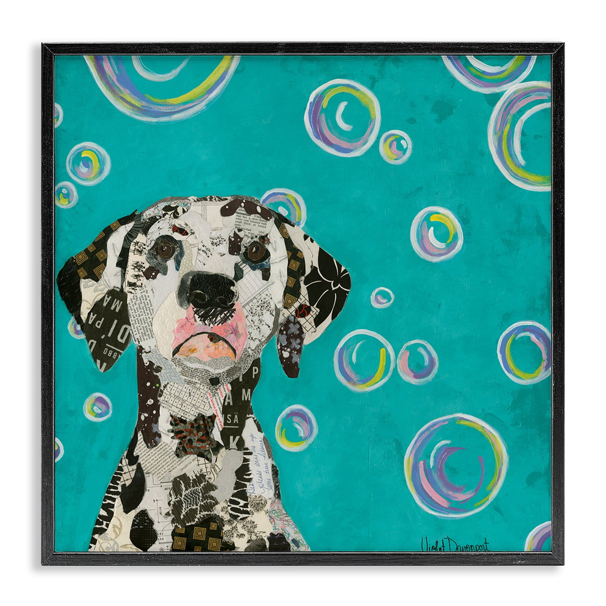 Stupell Industries Love Of Bubbles Collage Animals Painting Black Framed Art Print Wall Art, 17 x 17