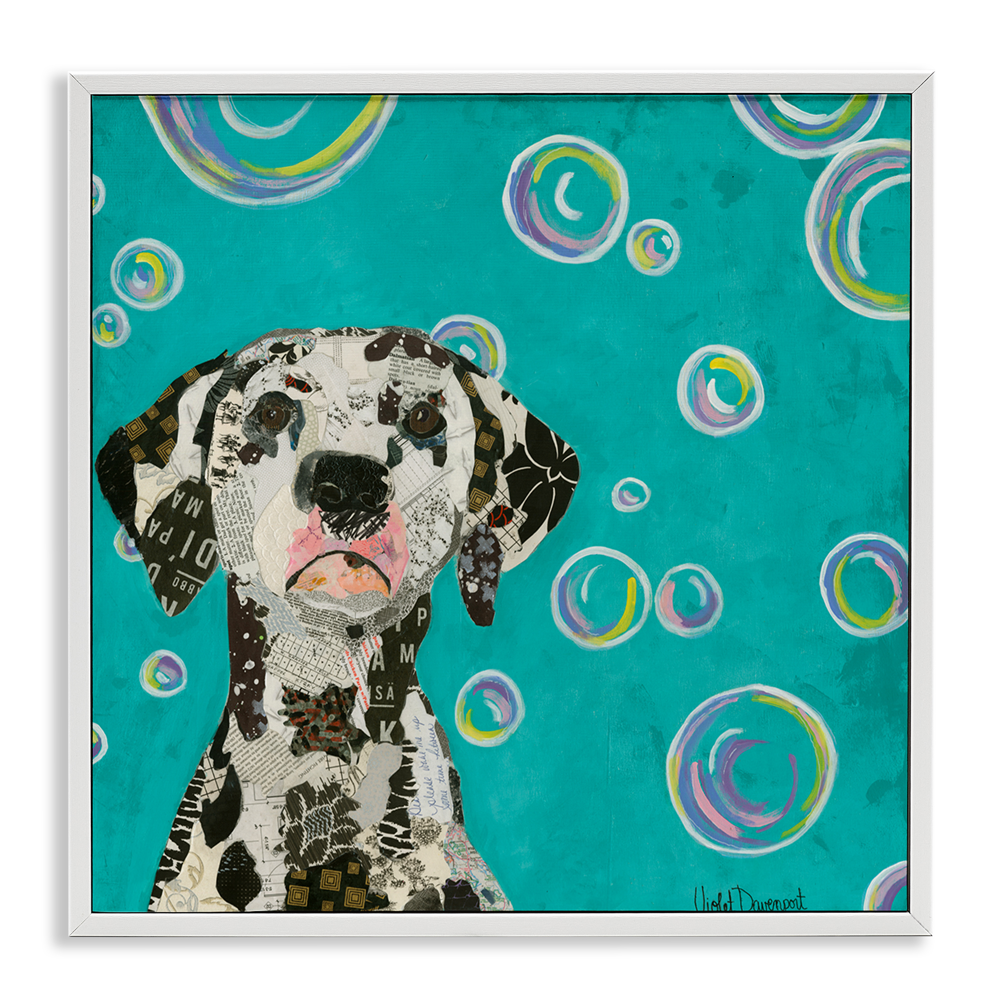 Stupell Industries Love Of Bubbles Collage Animals Painting White Framed Art Print Wall Art, 24 x 24