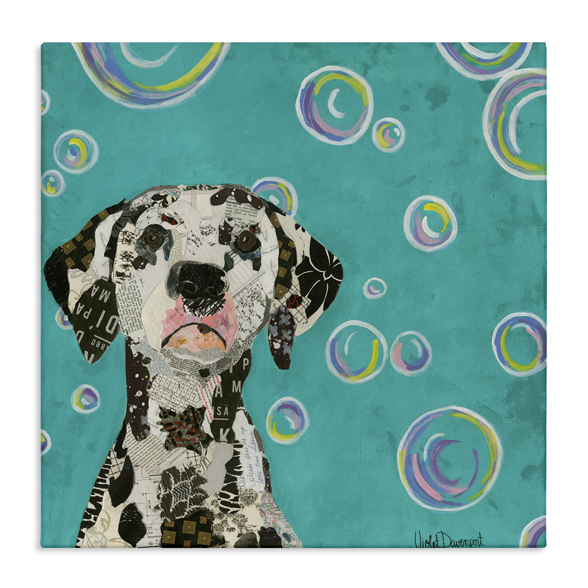 Stupell Industries Love Of Bubbles Collage Animals Painting Wrapped Canvas Art Print Wall Art, 17 x 17