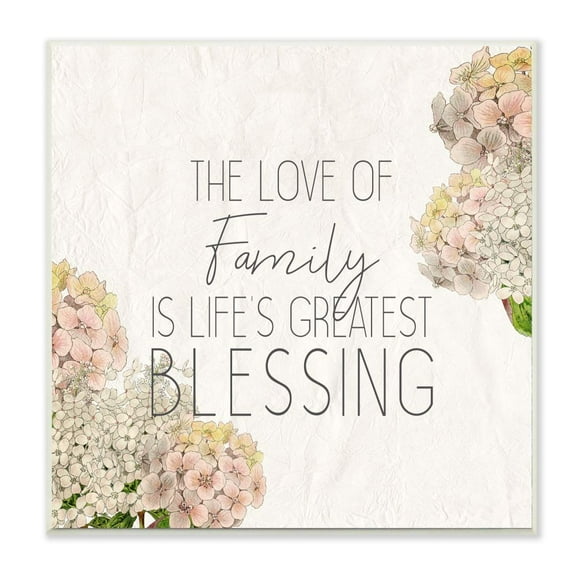 Stupell Industries Love Of Family Religious Flower Word Design Wall Plaque by Kim Allen, 12" x 12", Wall Plaque