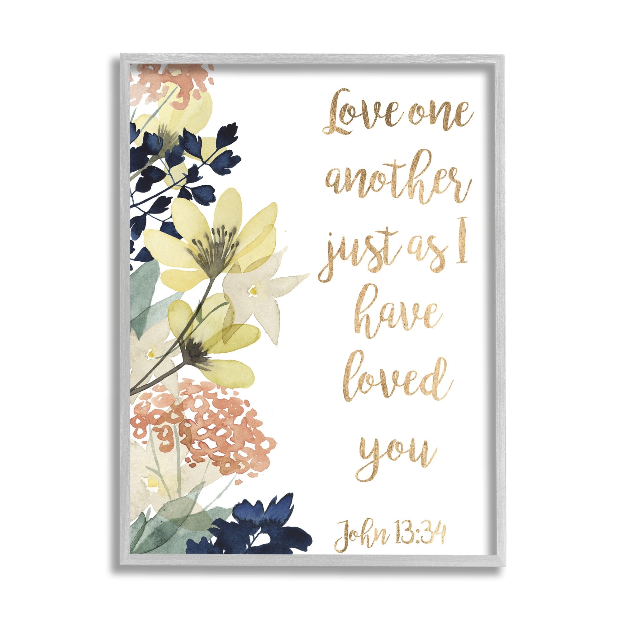Stupell Industries Love One Another Proverbs John 13:34 Wildflowers,16 x 20,Designed by Studio W