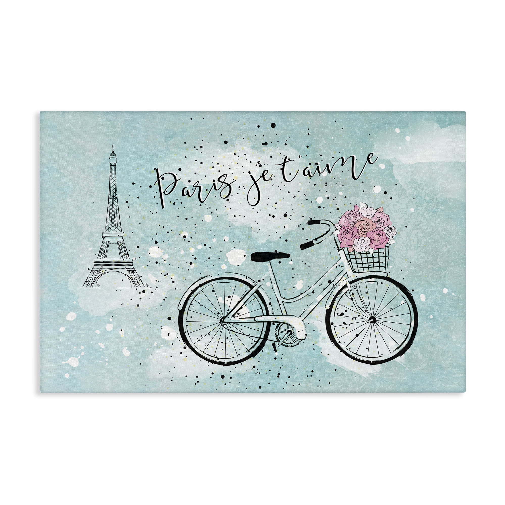 Stupell Industries Love Paris Bicycle Cities & Countries Painting Wrapped Canvas Art Print Wall Art, 24 x 16