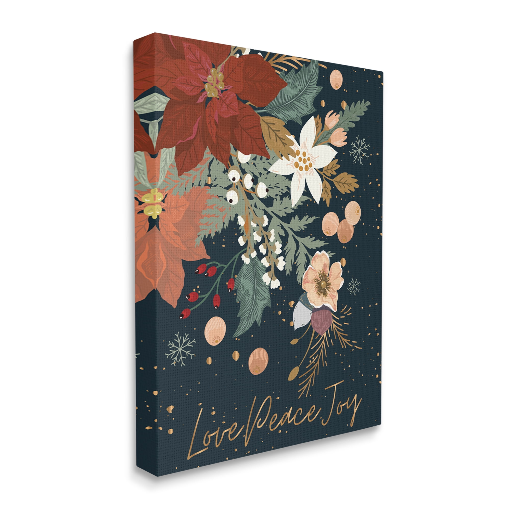 Stupell Industries Love Peace Joy Winter Florals Seasonal Sentiment, 24 x 30, Designed by Andrea Jasid Grassi