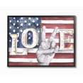 thumbnail image 1 of Stupell Industries Love Peace Sign Hand American Flag Design Graphic Art Black Framed Art Print Wall Art, 16x20, by Jennifer Paxton Parker, 1 of 6