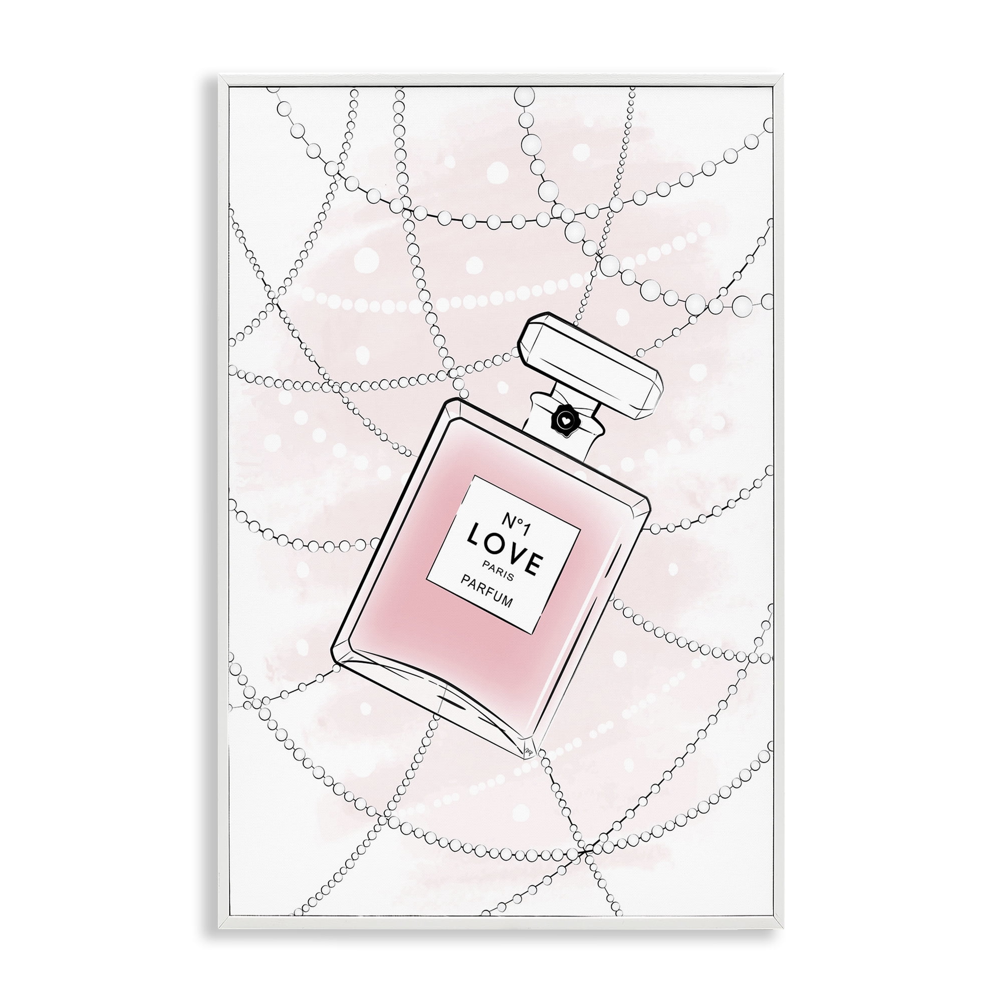 Stupell Industries Love Perfume & Pearls Beauty & Fashion Painting White Framed Art Print Wall Art, 16 x 24