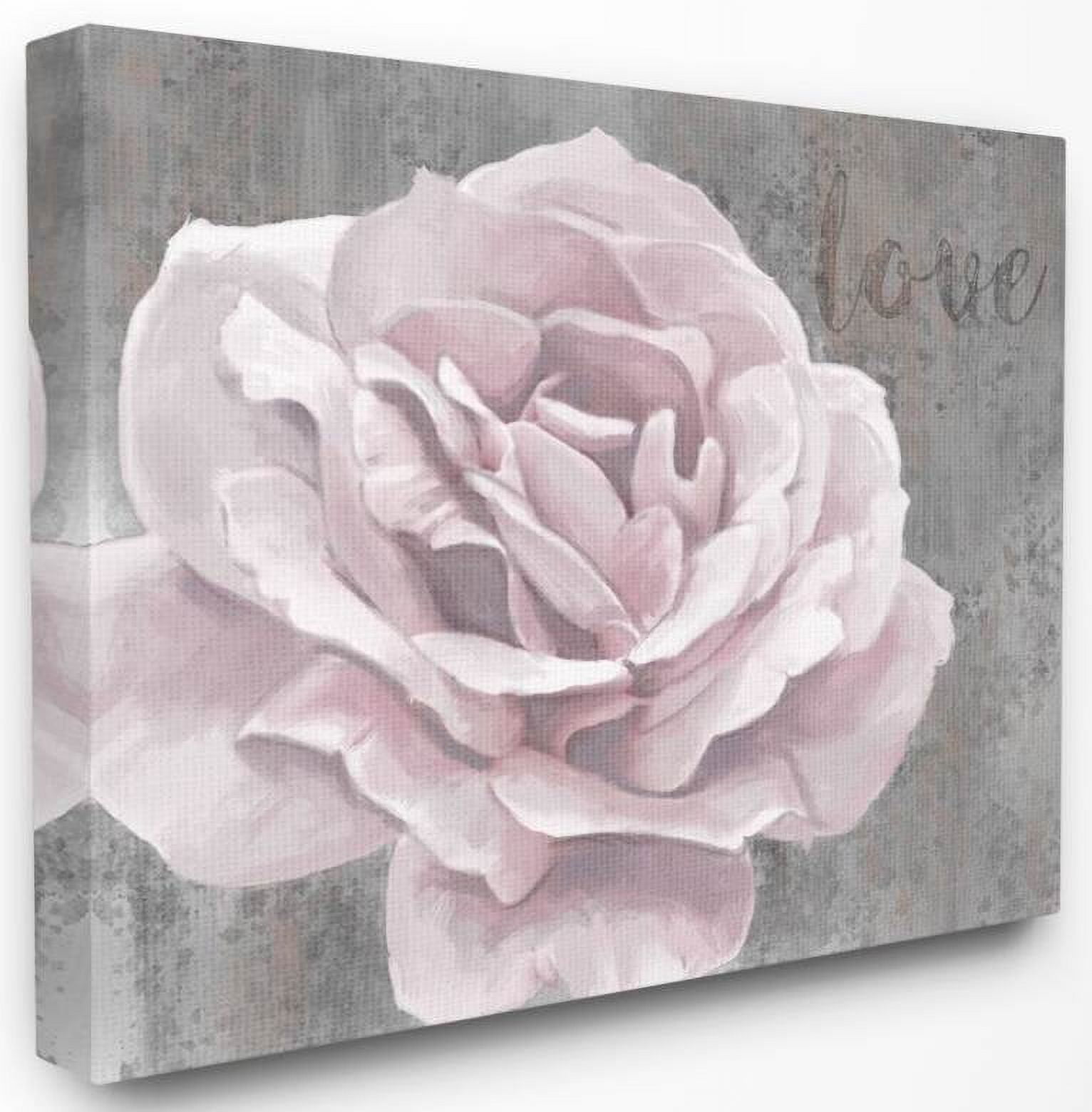 Stupell Industries Love Pink Flower Grey Neutral Painting Canvas Wall Art by Ziwei Li