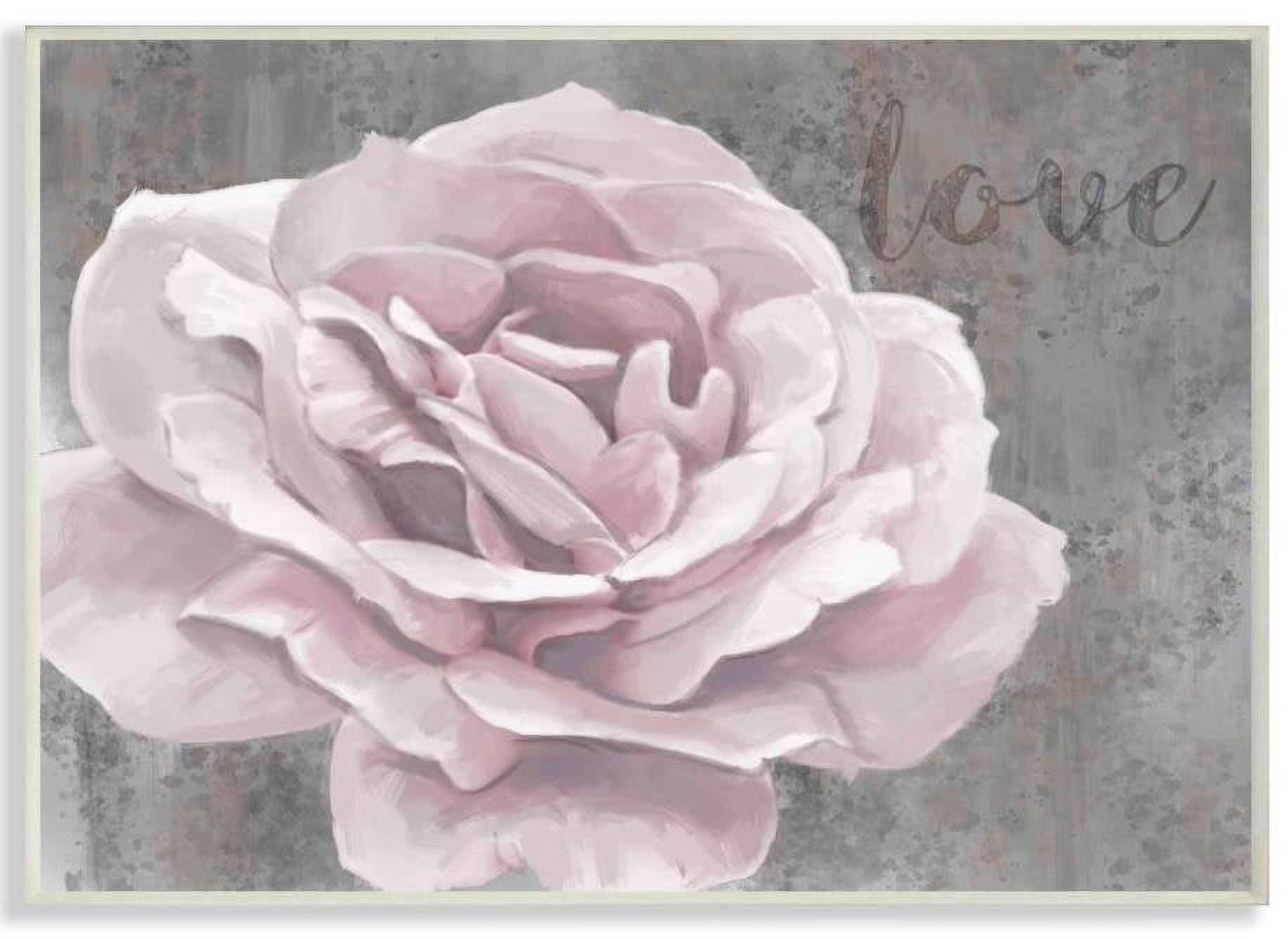 Stupell Industries Love Pink Flower Grey Neutral Painting Wall Plaque by Ziwei Li