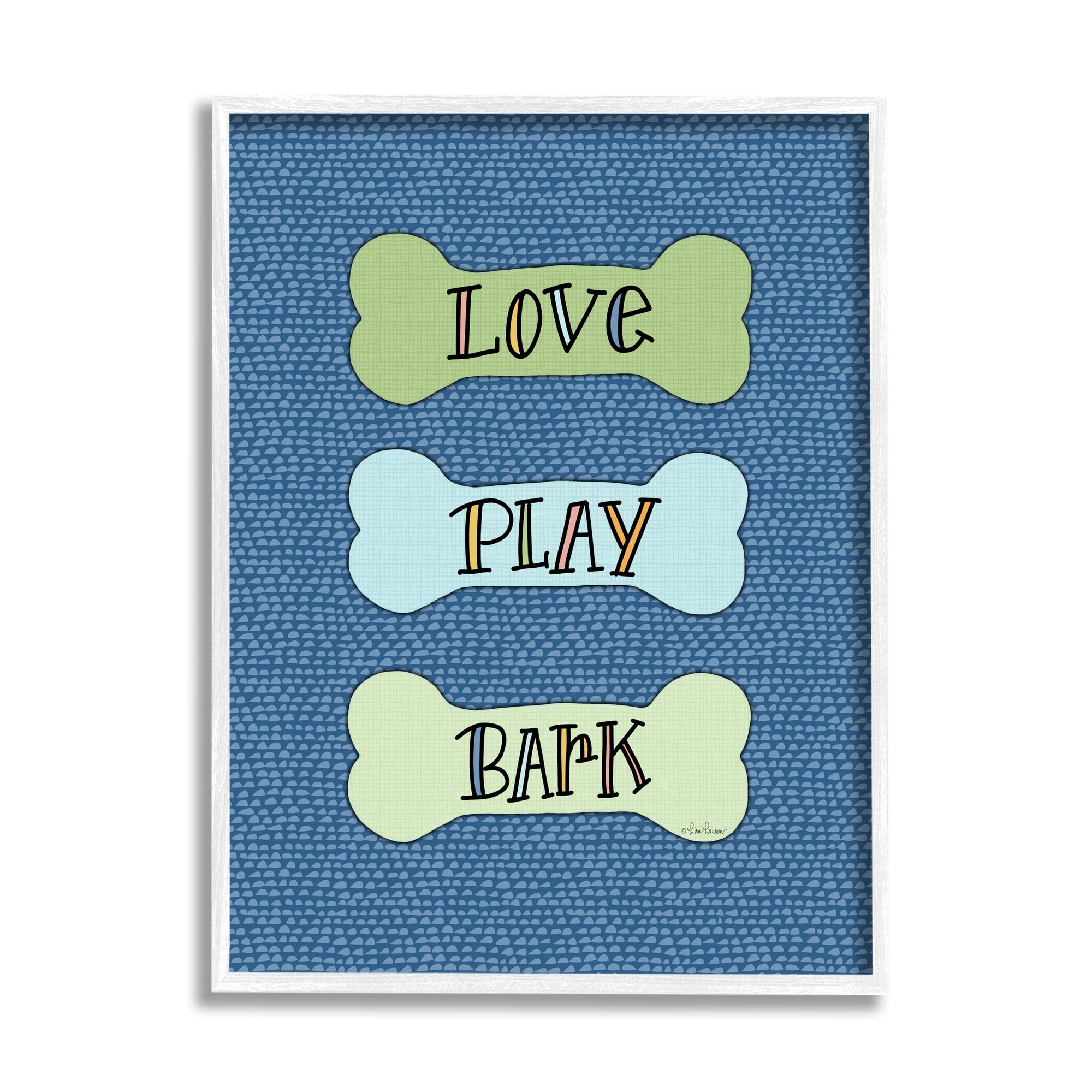 Stupell Industries Love Play Bark Blue Pattern Animals & Insects Painting White Framed Art Print Wall Art, 24 x 30