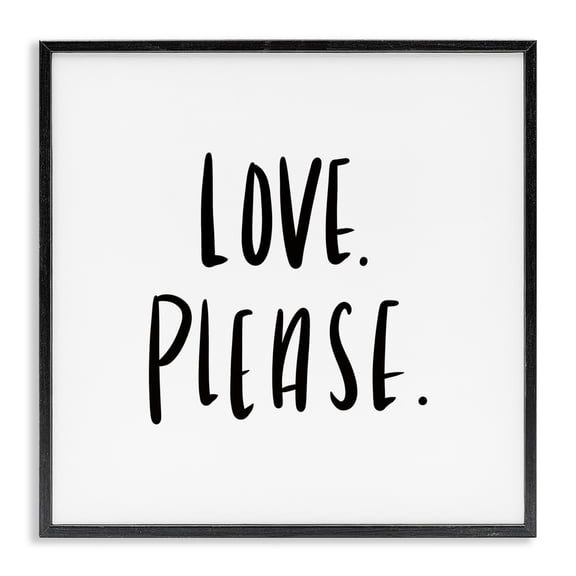 Stupell Industries Contemporary Love Please Sentiments Minimal Black White Typography Black Framed Giclee Art, 12 x 12, by SD Graphics Studio