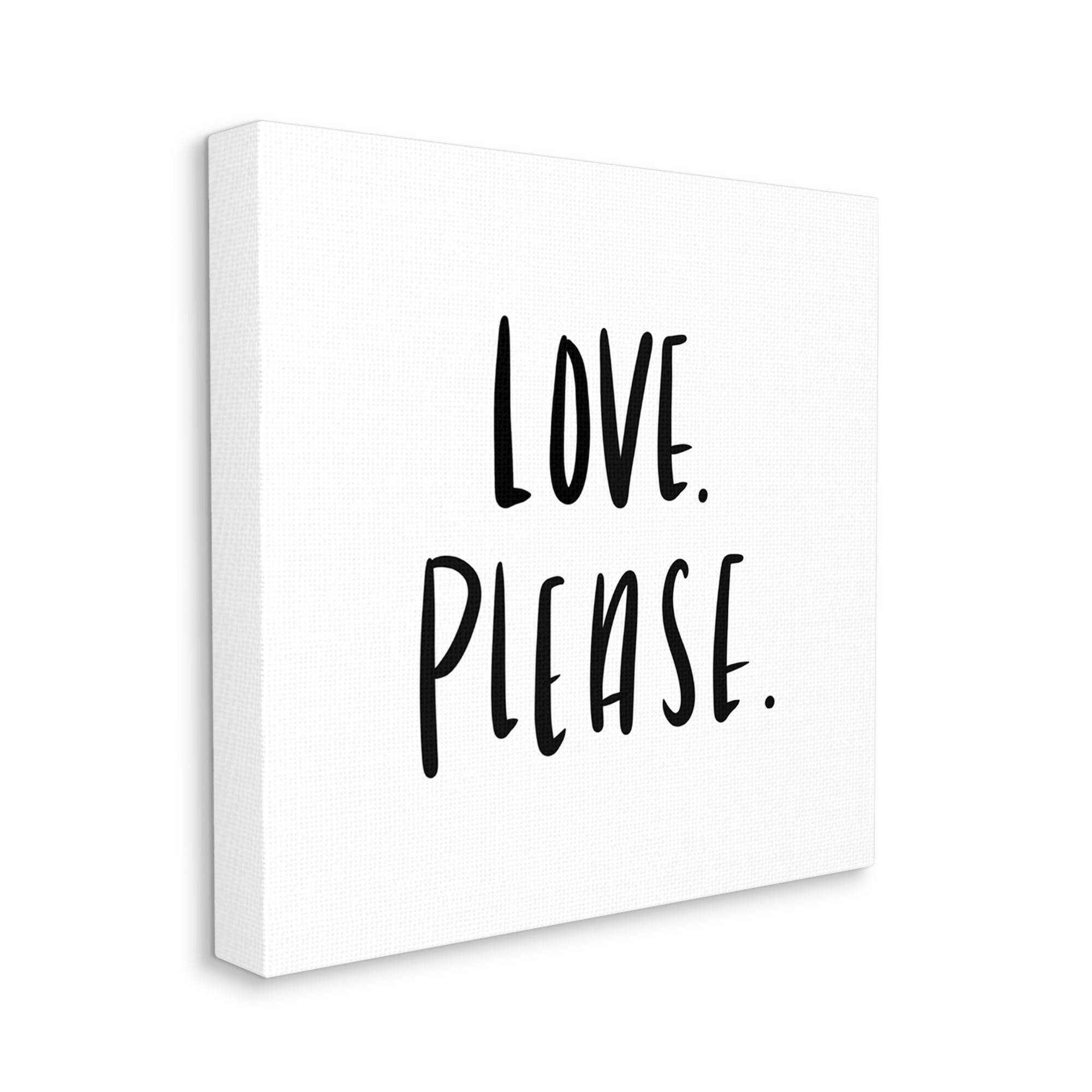 Stupell Industries Love Please Sentiments Minimal Black White Typography Inspirational Painting Gallery Wrapped Canvas Art Print Wall Art, 36 x 36
