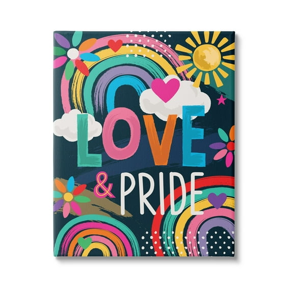 Stupell Industries Love & Pride LGBTQ Floral Rainbows Holiday Painting Gallery Wrapped Canvas Print Wall Art