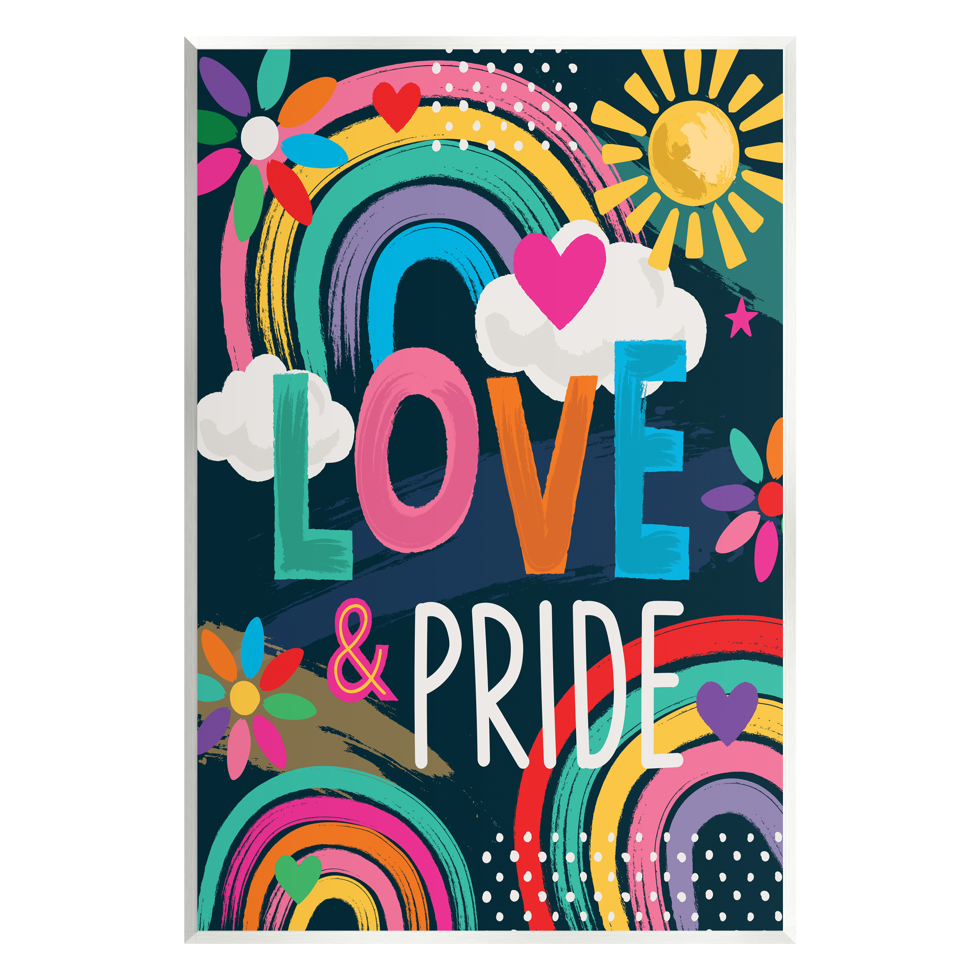 Stupell Industries Love & Pride LGBTQ Floral Rainbows Holiday Painting Unframed Art Print Wall Art