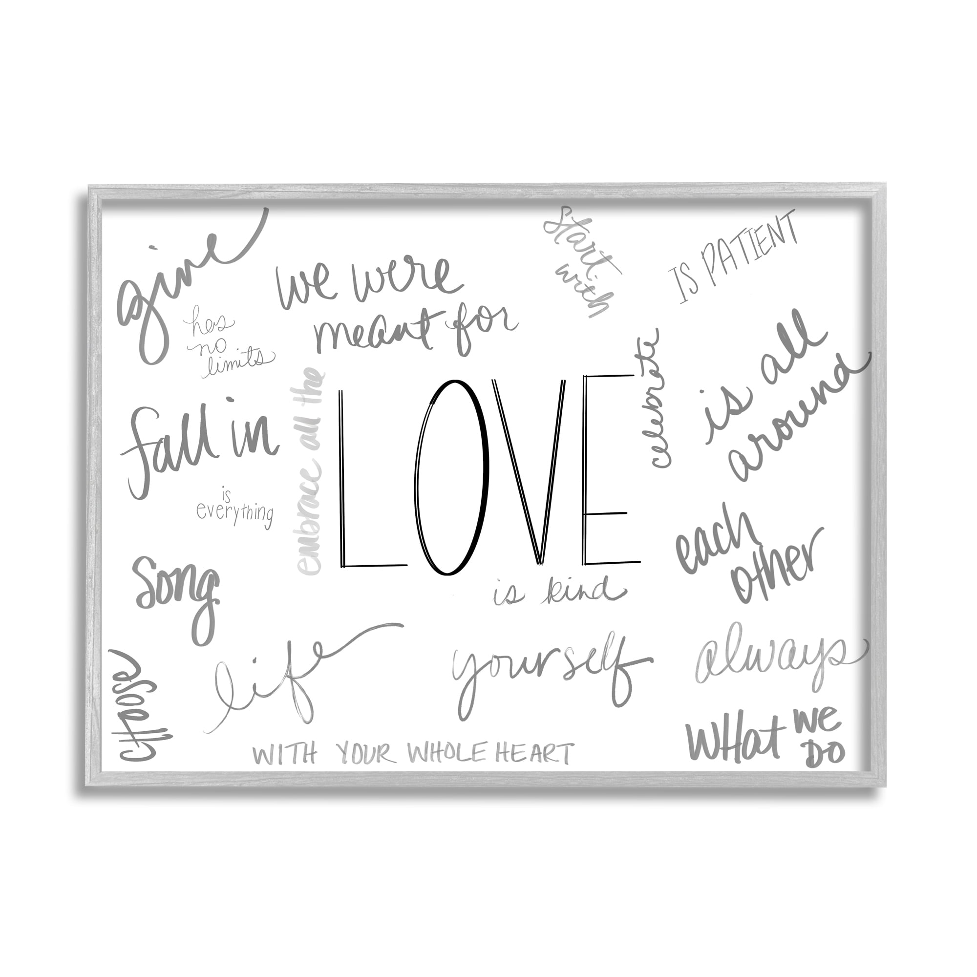 Gray Farmhouse Wood Framed Valentine's Day Love Quotes Wall Art