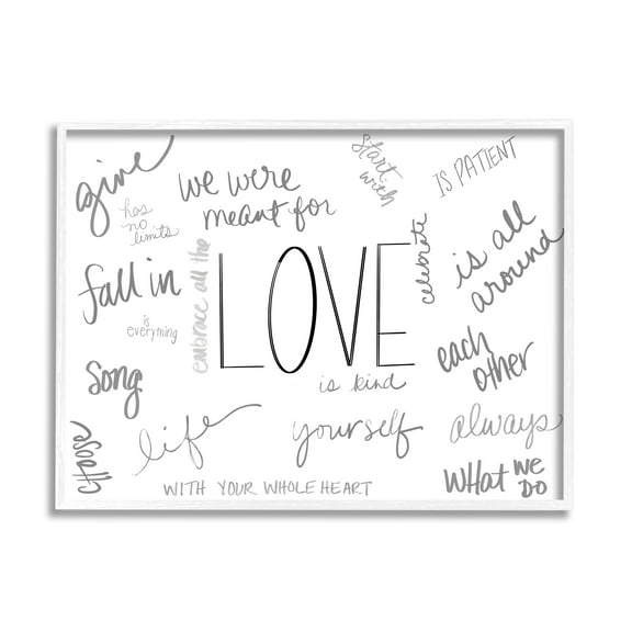 Stupell Industries Love Quotes Word Cloud Hopeful Romantic Phrases Graphic Art White Framed Art Print Wall Art, 11x14, by Sd Graphics Studio