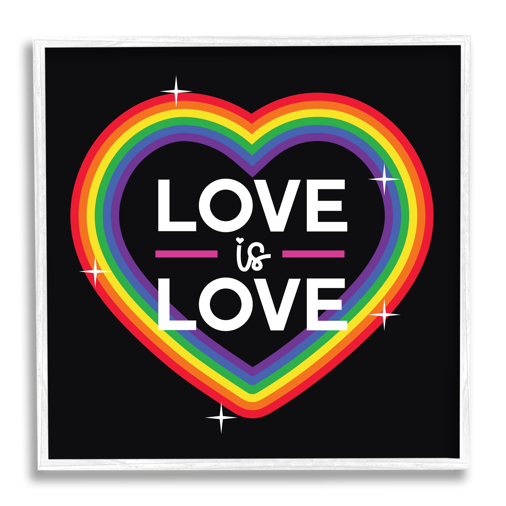 Stupell Industries Love Rainbow Heart Pride Holiday Painting White Framed Art Print Wall Art