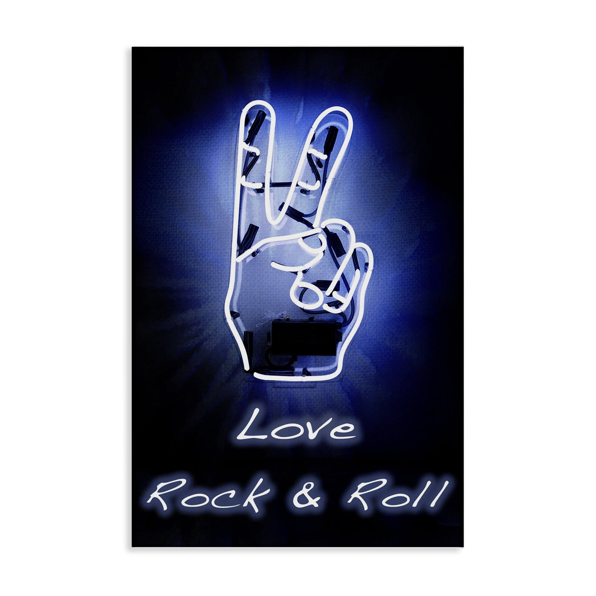 Stupell Industries Love Rock & Roll Neon Text & Numbers Painting Wrapped Canvas Art Print Wall Art, 24 x 36